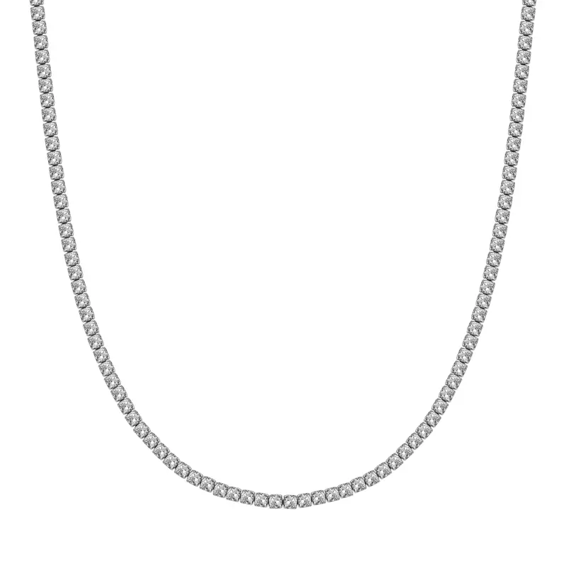 COLLANA TENNIS DONNA IN ACCIAIO CON CRISTALLI BIANCHI DA 4 MM, Oro