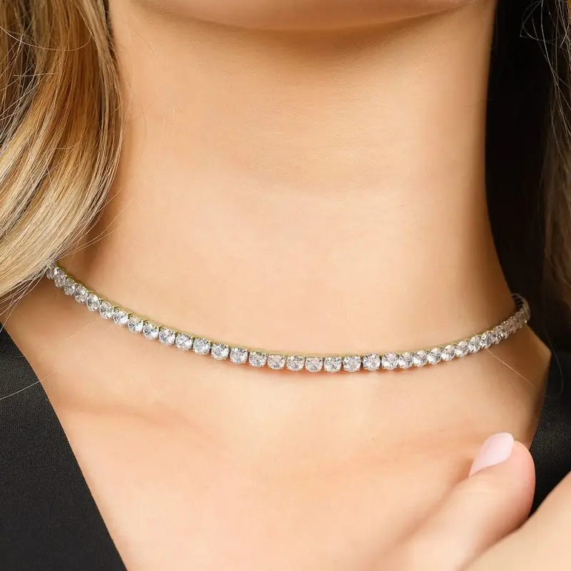 Collana Tennis Donna In Acciaio Con Cristalli Bianchi Luca Barra miniatura 2