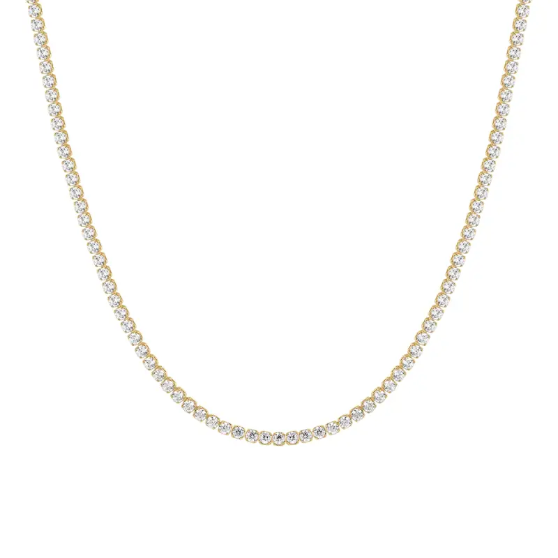 COLLANA TENNIS DONNA IN ACCIAIO CON ZIRCONI BIANCHI COLORE ORO