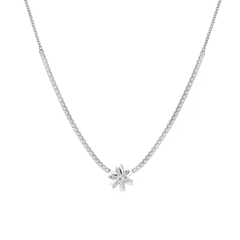 COLLANA TENNIS DONNA IN ACCIAIO FIORE GIREVOLE