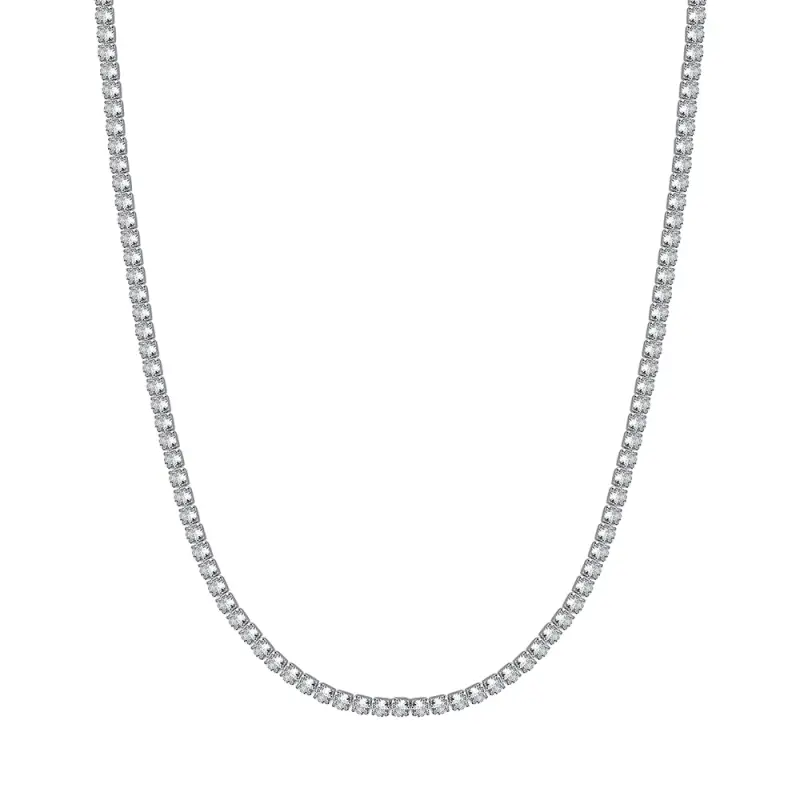 COLLANA TENNIS UOMO IN ACCIAIO CON CRISTALLI BIANCHI