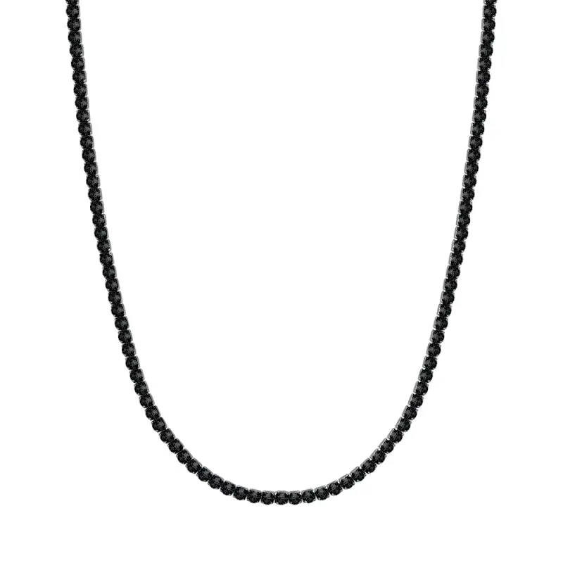 COLLANA TENNIS UOMO IN ACCIAIO CON CRISTALLI NERI