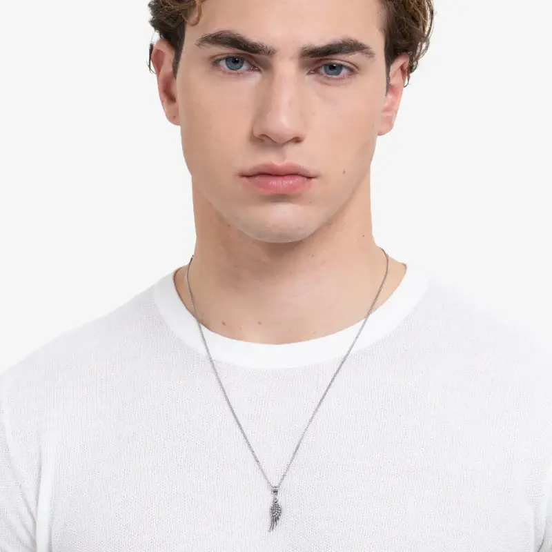 COLLANA UOMO IN ACCIAIO CON ALA miniatura 3