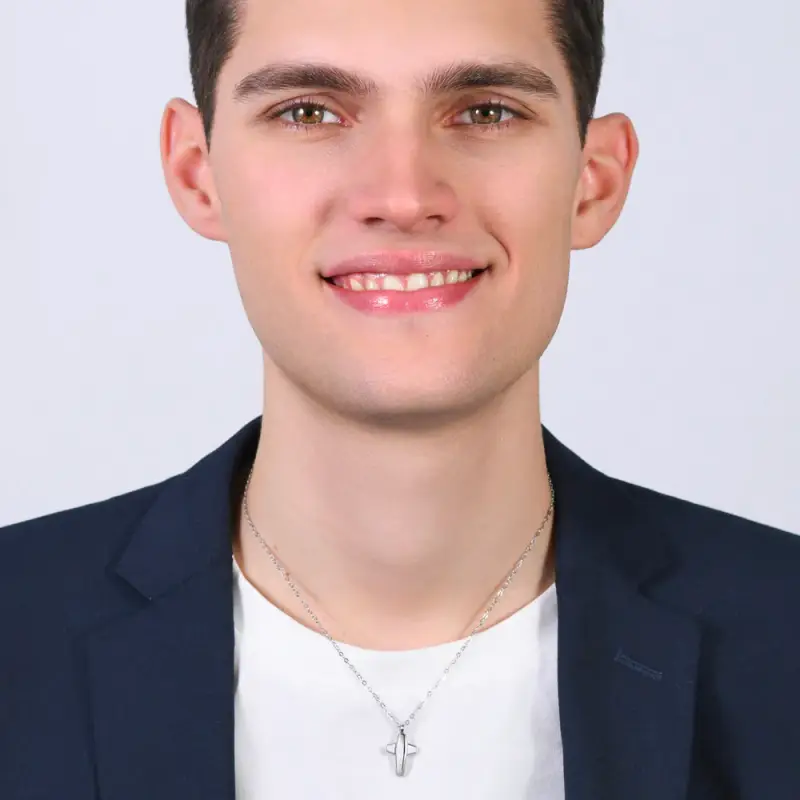 COLLANA UOMO IN ACCIAIO CON CROCE miniatura 3