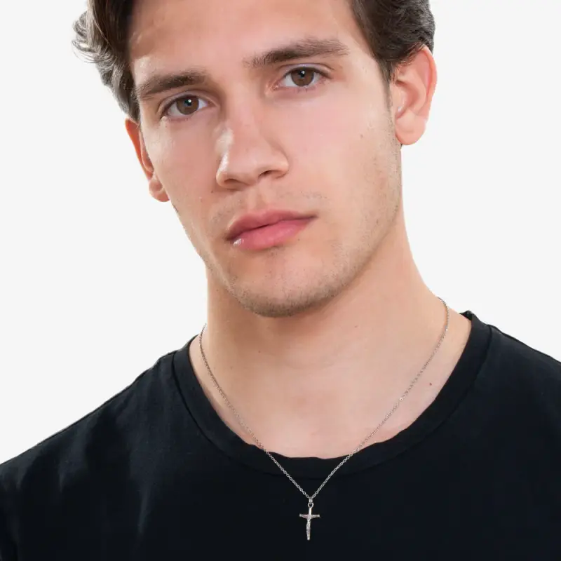 COLLANA UOMO IN ACCIAIO CON CROCIFISSO miniatura 3