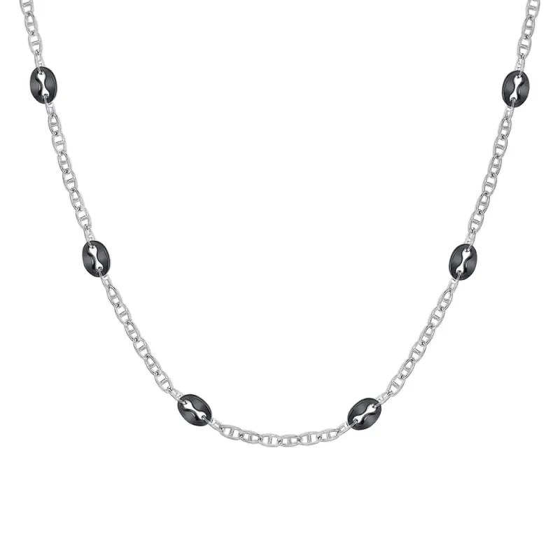 COLLANA UOMO IN ACCIAIO CON ELEMENTI IN ACCIAIO IP NERO