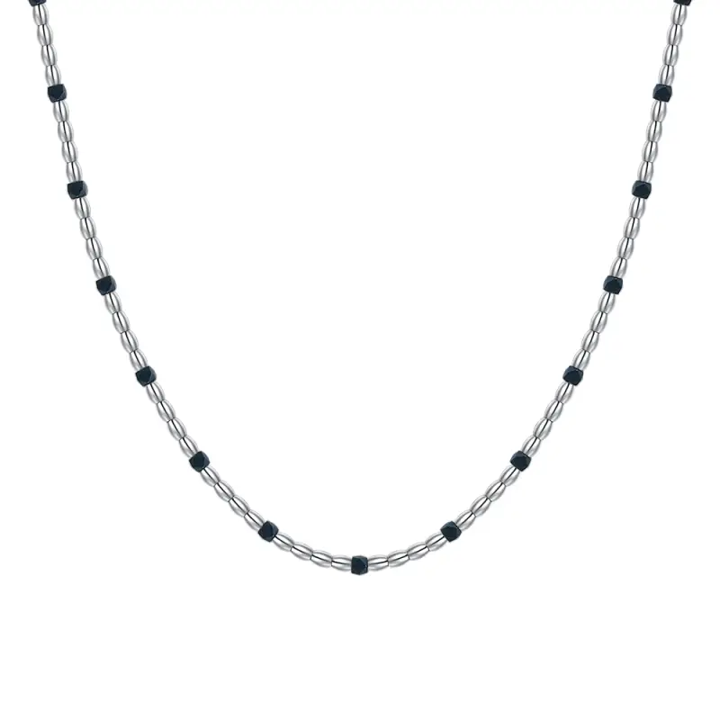 COLLANA UOMO IN ACCIAIO CON ELEMENTI IN EMATITE BLU