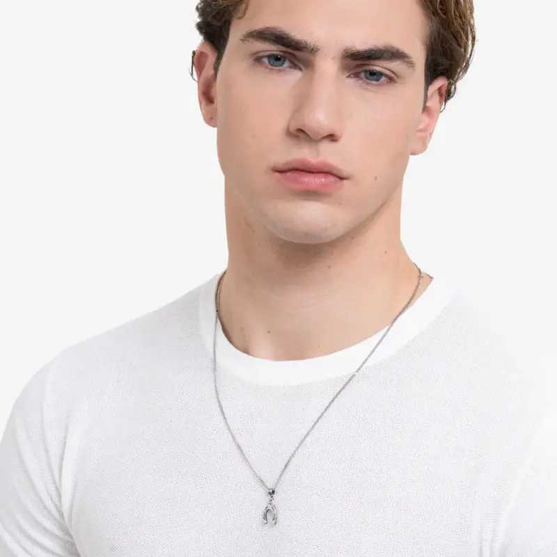 COLLANA UOMO IN ACCIAIO CON FERRO DI CAVALLO miniatura 3