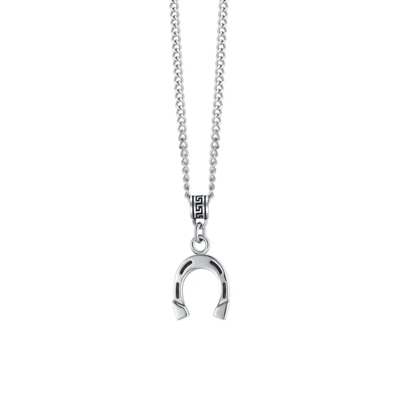COLLANA UOMO IN ACCIAIO CON FERRO DI CAVALLO