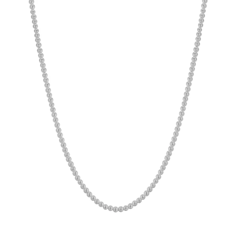 COLLANA UOMO IN ACCIAIO CON PERLE GRIGIE