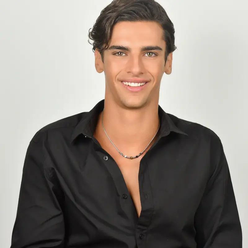 COLLANA UOMO IN ACCIAIO CON PIETRE OCCHIO DI TIGRE miniatura 3