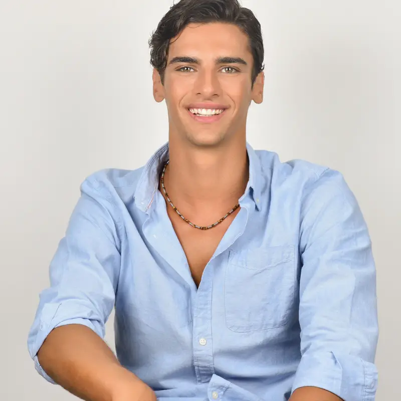 COLLANA UOMO IN ACCIAIO CON PIETRE OCCHIO DI TIGRE ED ELEMENTI IN ACCIAIO miniatura 3