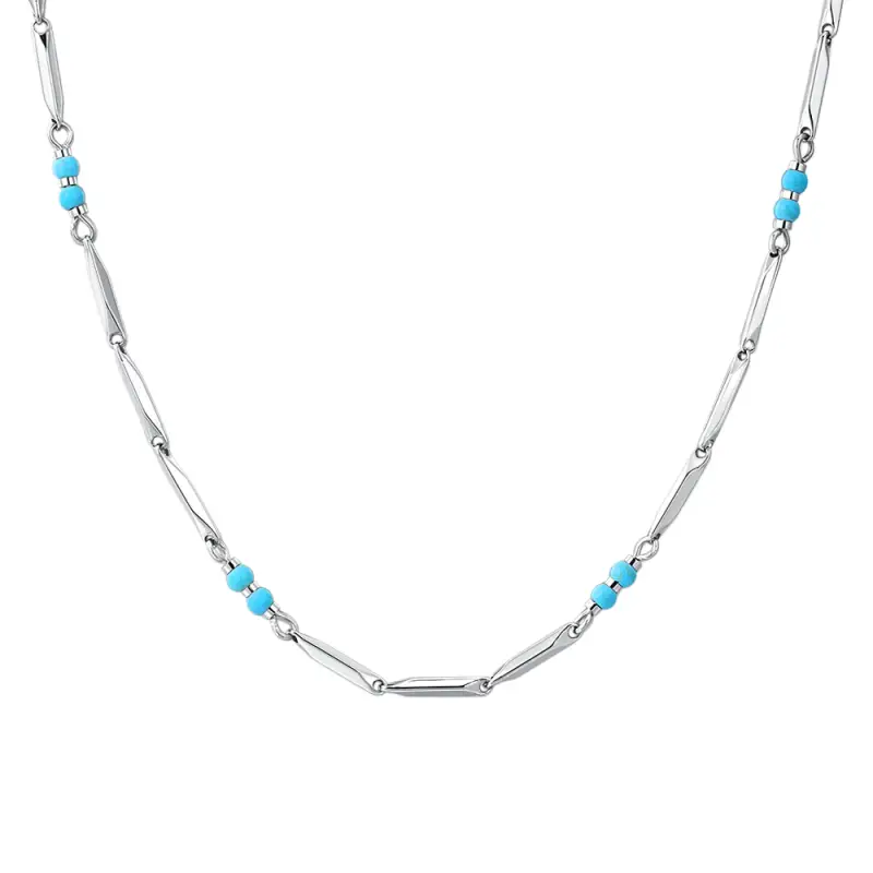 COLLANA UOMO IN ACCIAIO CON PIETRE TURCHESI