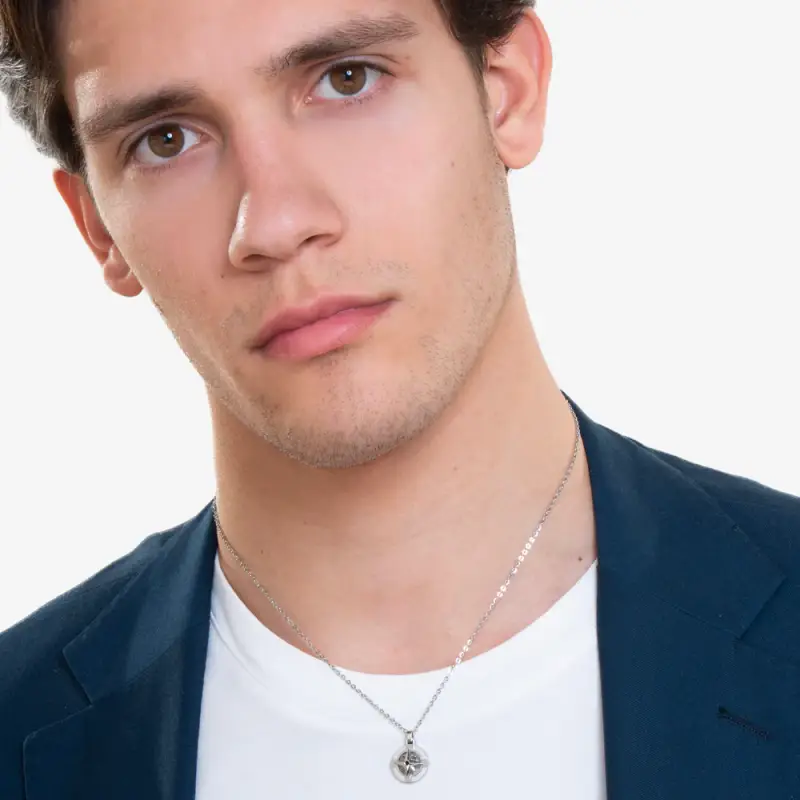 COLLANA UOMO IN ACCIAIO E ROSA DEI VENTI miniatura 3