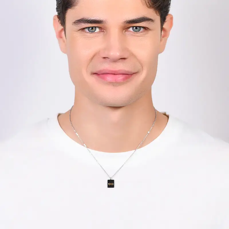 COLLANA UOMO IN ACCIAIO PIASTRA CON INFINITO miniatura 3