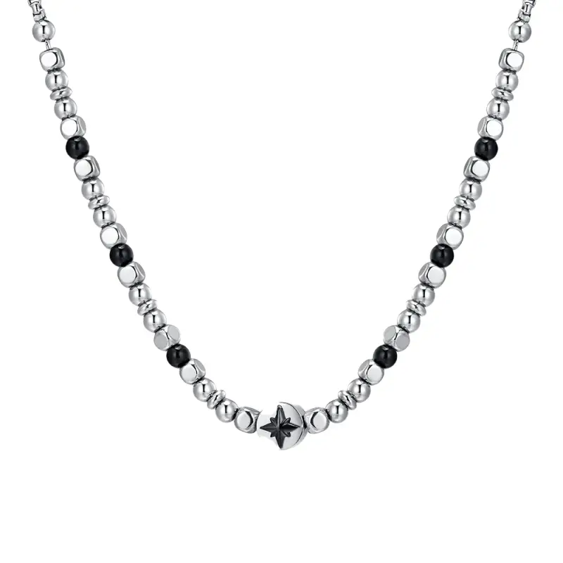 COLLANA UOMO IN ACCIAIO ROSA DEI VENTI IP NERO