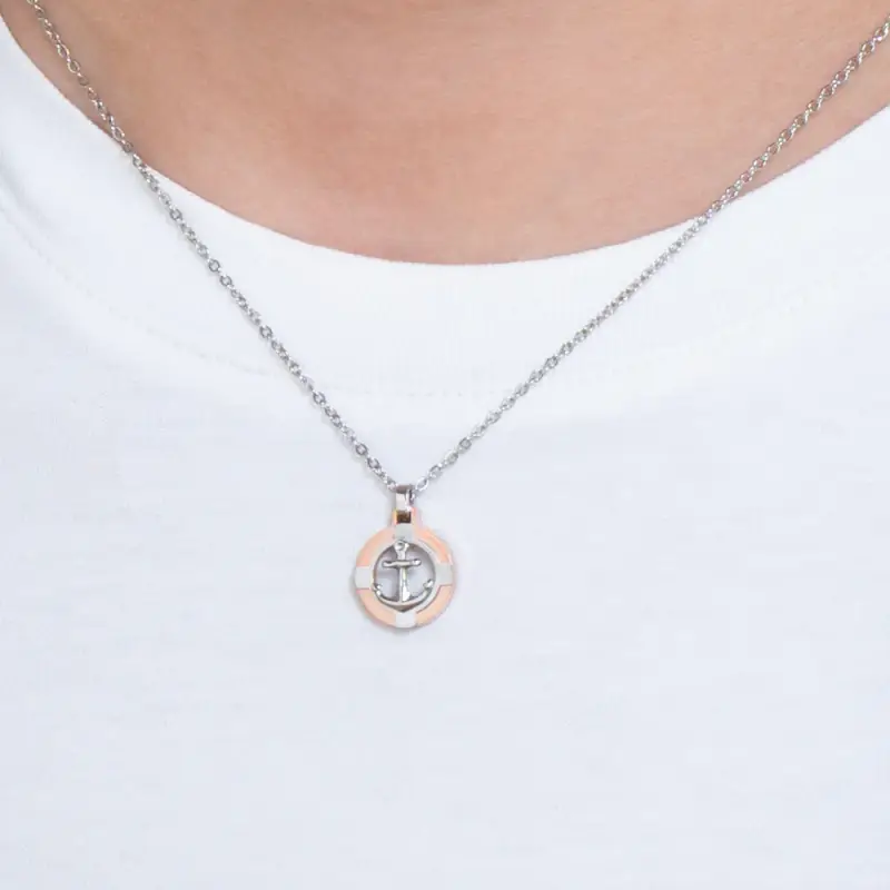 COLLANA UOMO IN ACCIAIO ROSA GOLD CON ANCORA miniatura 2