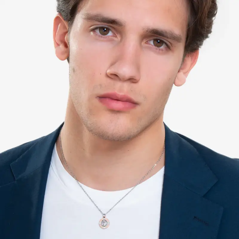 COLLANA UOMO IN ACCIAIO ROSA GOLD CON ANCORA miniatura 3