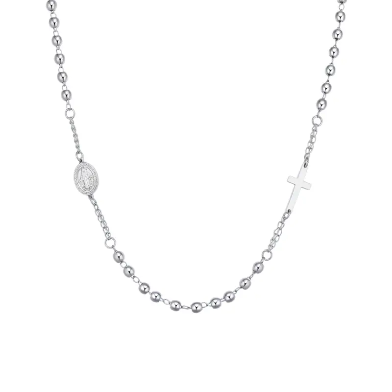 COLLANA UOMO ROSARIO IN ACCIAIO