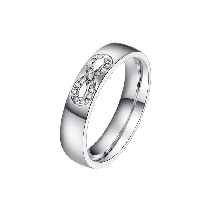 FEDINA DONNA E UOMO IN ACCIAIO CON INFINITO CON CRISTALLI BIANCHI, Argento /