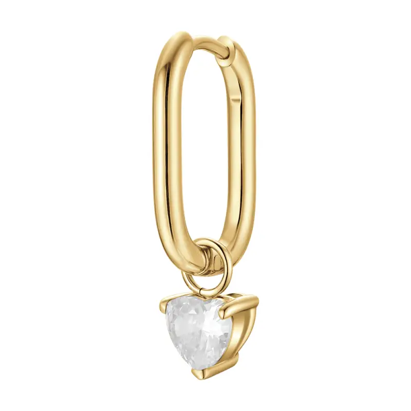 MONO ORECCHINO DONNA IN ACCIAIO COLORE ORO CON ZIRCONE BIANCO