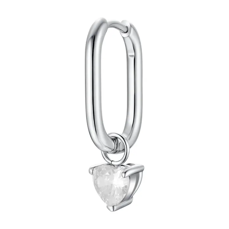 MONO ORECCHINO DONNA IN ACCIAIO CON ZIRCONE BIANCO