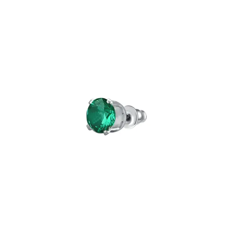 MONO ORECCHINO DONNA IN ACCIAIO CON ZIRCONE VERDE