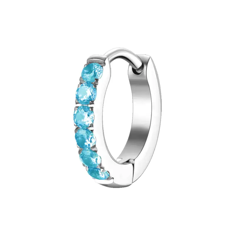 MONO ORECCHINO DONNA IN ACCIAIO CON ZIRCONI ACQUAMARINA