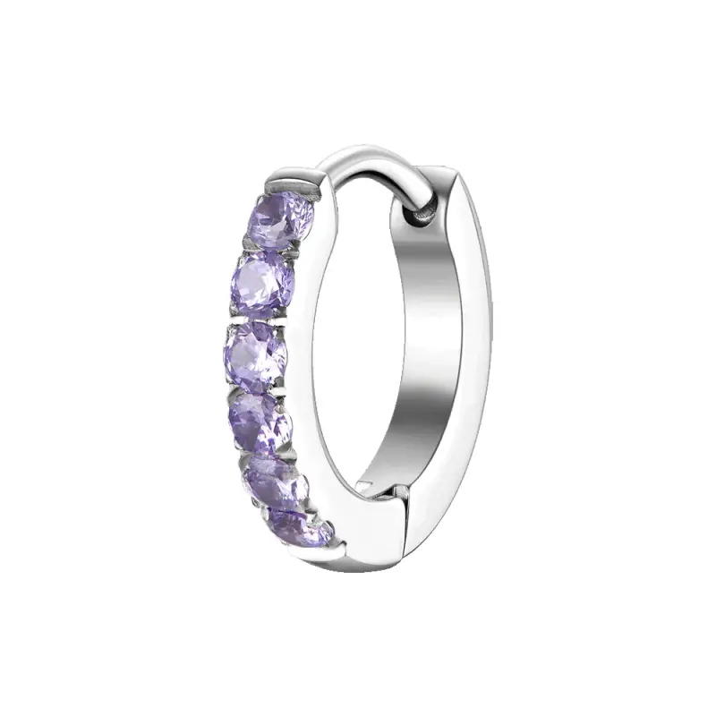 MONO ORECCHINO DONNA IN ACCIAIO CON ZIRCONI VIOLA