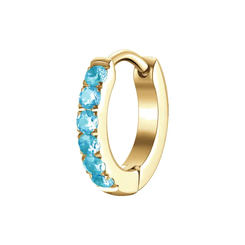 MONO ORECCHINO DONNA IN ACCIAIO IP GOLD CON ZIRCONI ACQUAMARINA