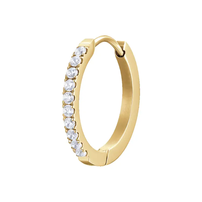 MONO ORECCHINO DONNA IN ACCIAIO IP GOLD CON ZIRCONI BIANCHI