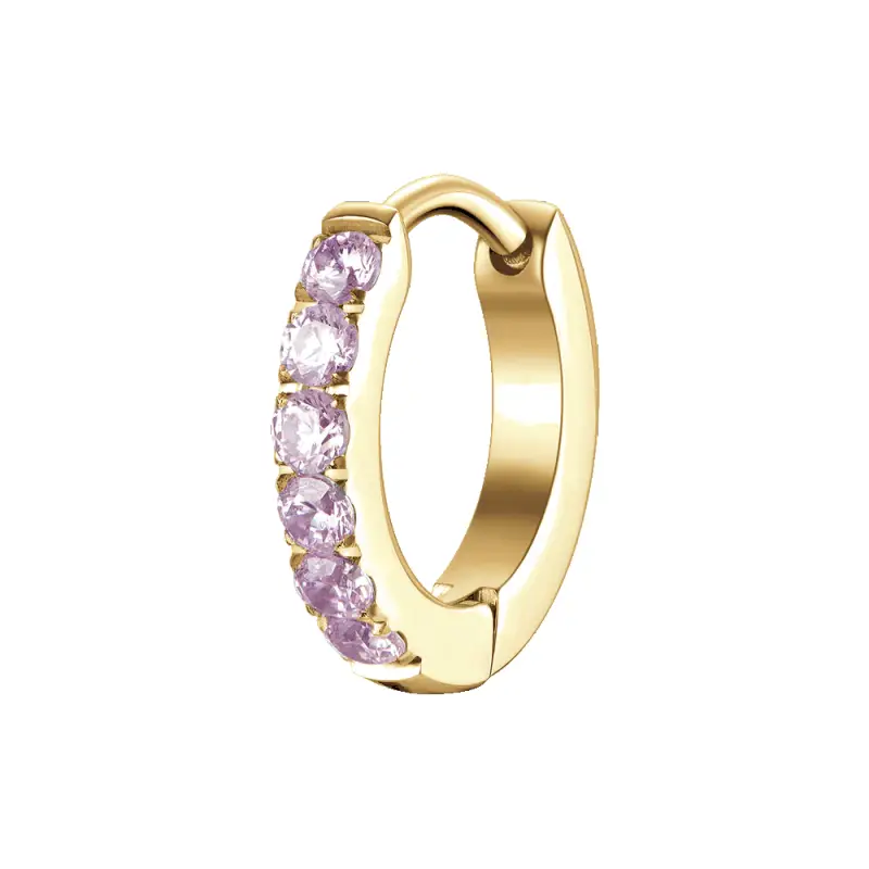 MONO ORECCHINO DONNA IN ACCIAIO IP GOLD CON ZIRCONI ROSA