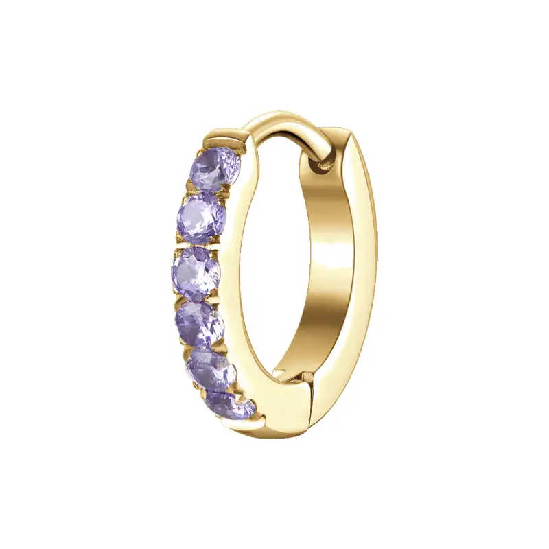 MONO ORECCHINO DONNA IN ACCIAIO IP GOLD CON ZIRCONI VIOLA