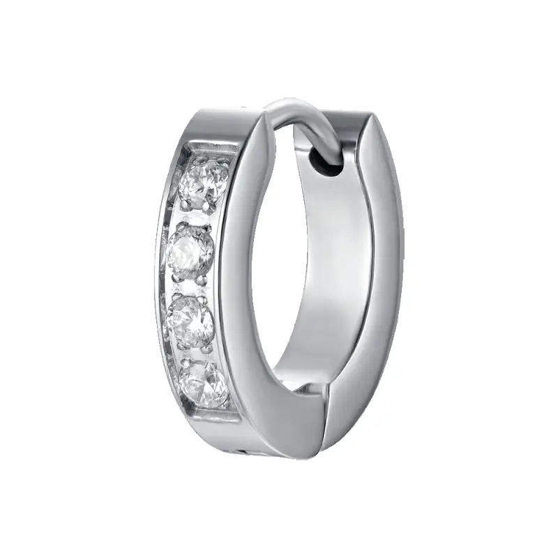 MONO ORECCHINO UOMO IN ACCIAIO CON CRISTALLI BIANCHI