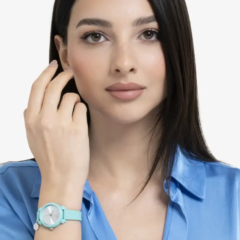 OROLOGIO DONNA ACQUAMARINA CON CHARM QUADRIFOGLIO miniatura 3