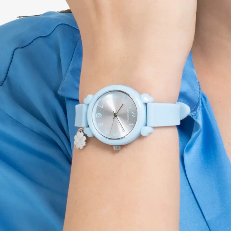 OROLOGIO DONNA AZZURRO CON CHARM QUADRIFOGLIO miniatura 2