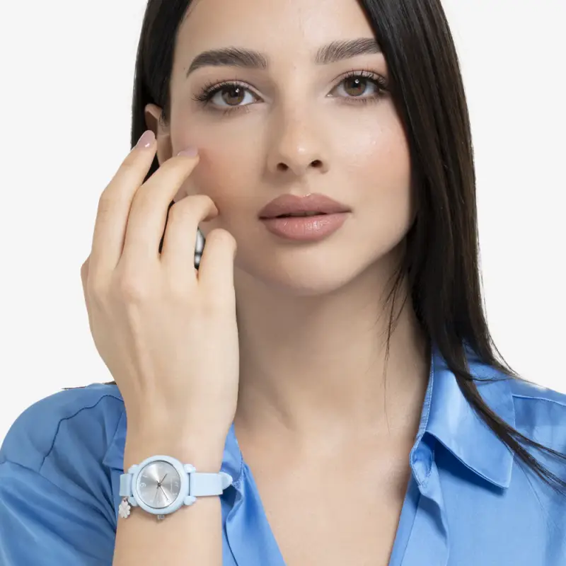 OROLOGIO DONNA AZZURRO CON CHARM QUADRIFOGLIO miniatura 3