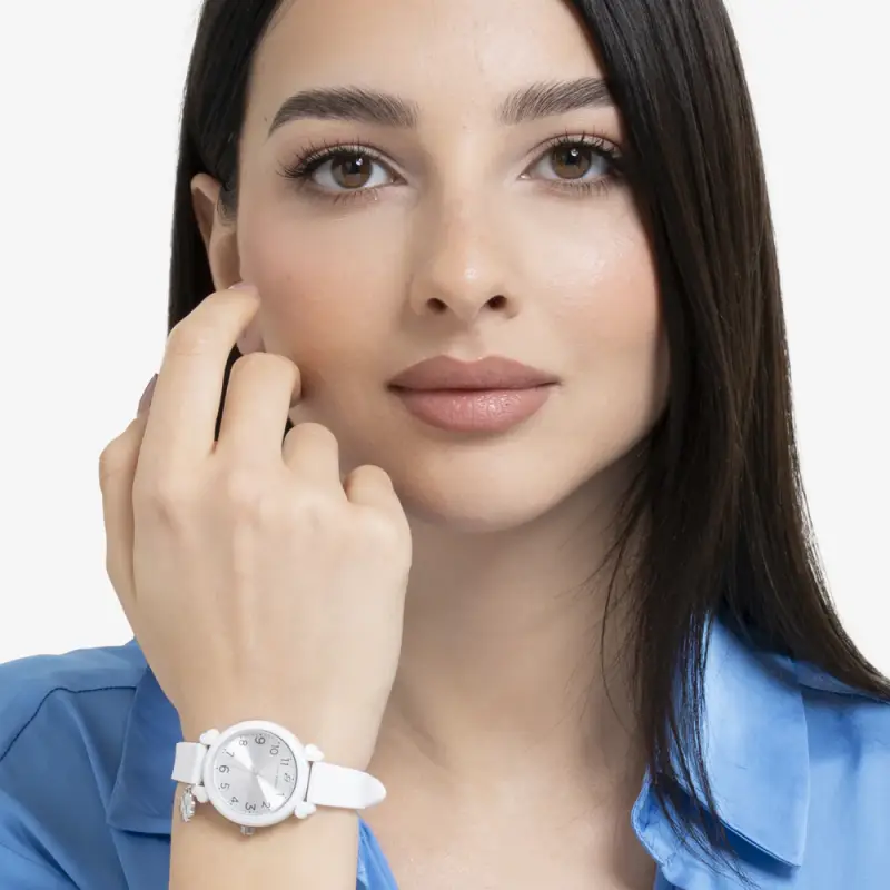 OROLOGIO DONNA BIANCO CON CHARM QUADRIFOGLIO miniatura 3
