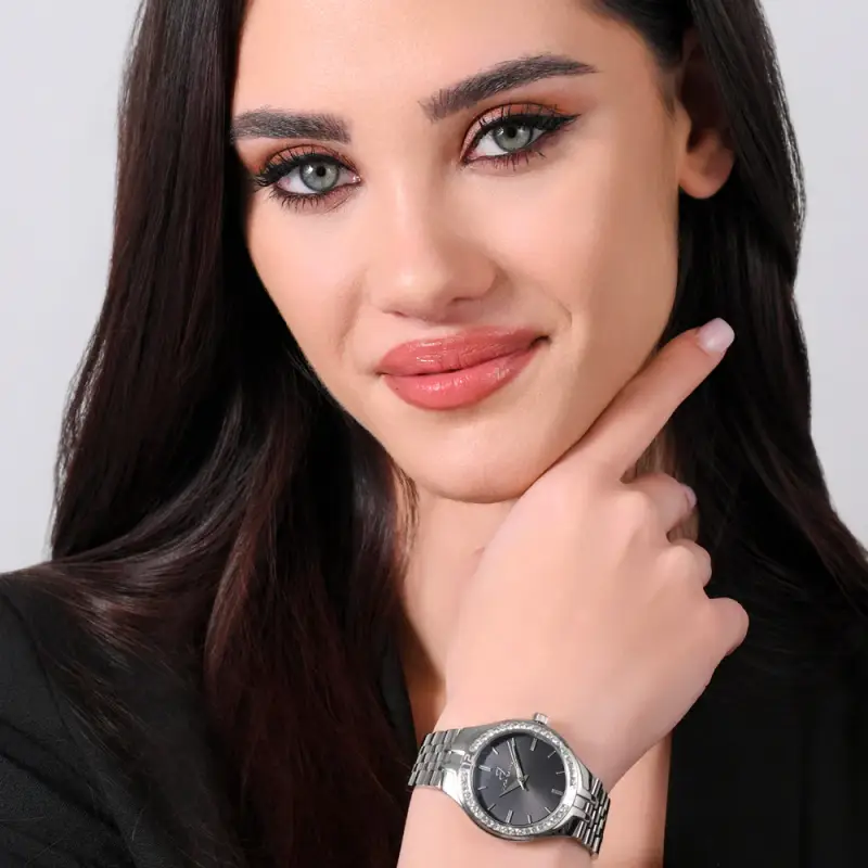 OROLOGIO DONNA IN ACCIAIO QUADRANTE NERO miniatura 3