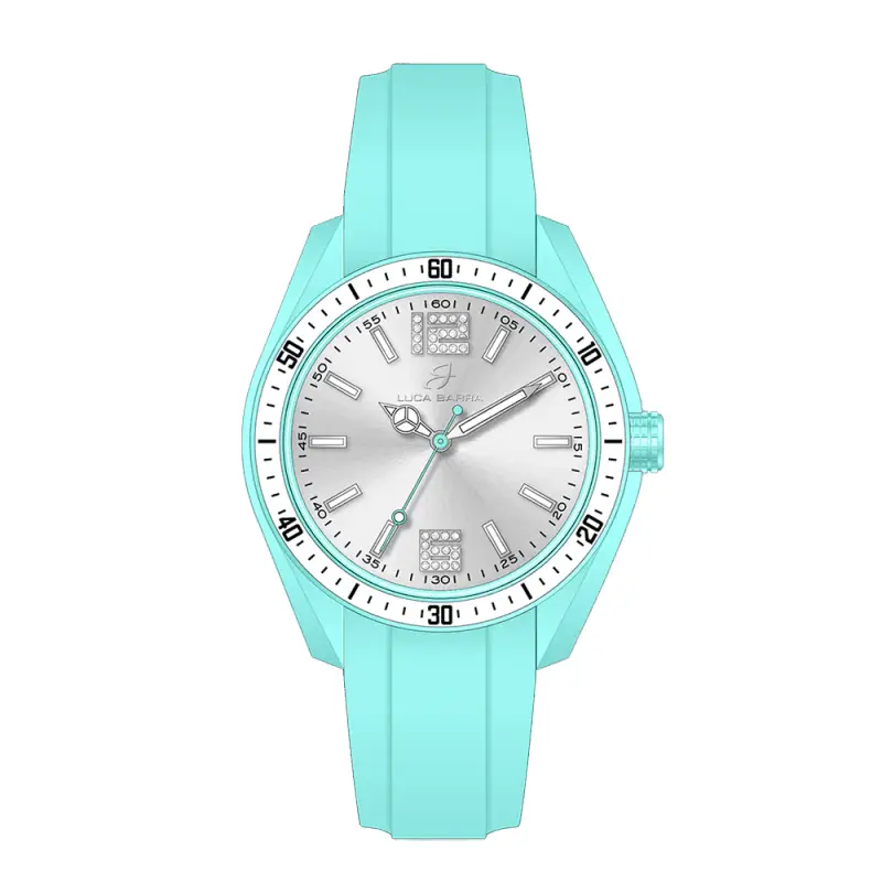 OROLOGIO DONNA IN SILICONE ACQUAMARINA E BIANCO