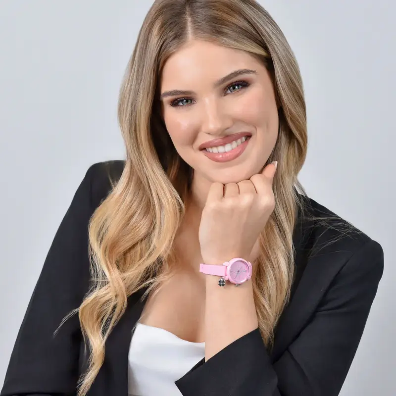 OROLOGIO DONNA IN SILICONE LILLA E CRISTALLI BIANCHI miniatura 3