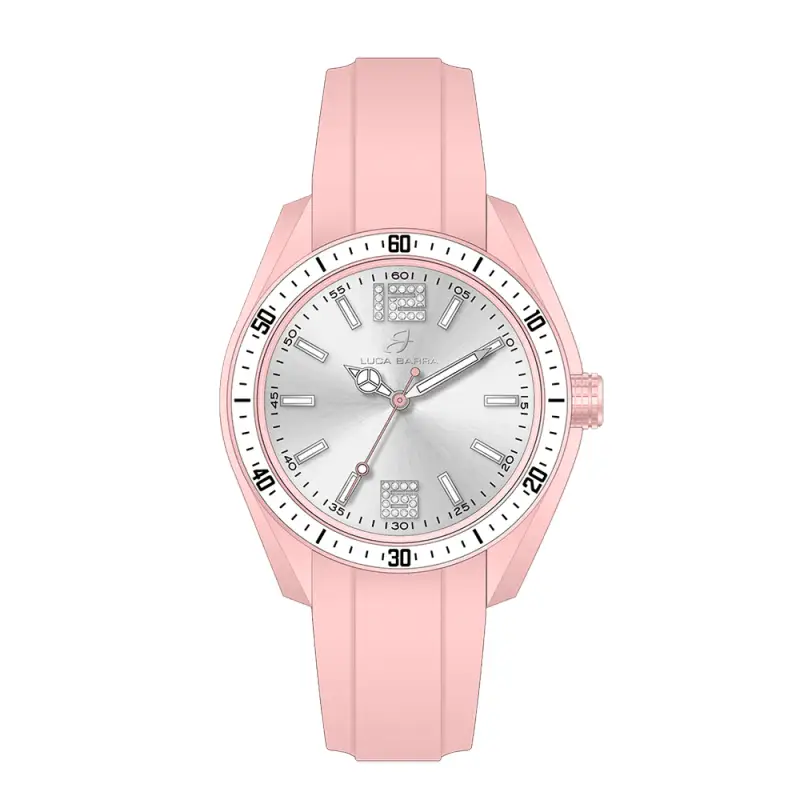 OROLOGIO DONNA IN SILICONE ROSA E BIANCO