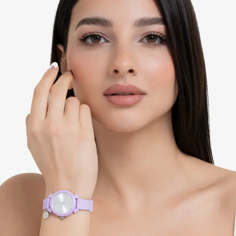 OROLOGIO DONNA LILLA CON CHARM QUADRIFOGLIO miniatura 3