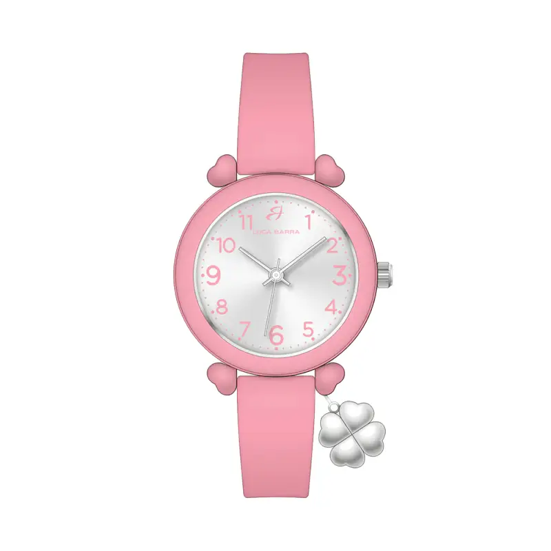 OROLOGIO DONNA ROSA CON CHARM QUADRIFOGLIO
