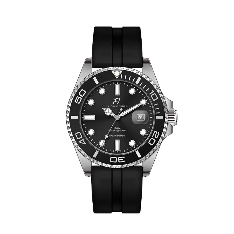 OROLOGIO UOMO CON CASSA IN ACCIAIO GHIERA NERA QUADRANTE NERO