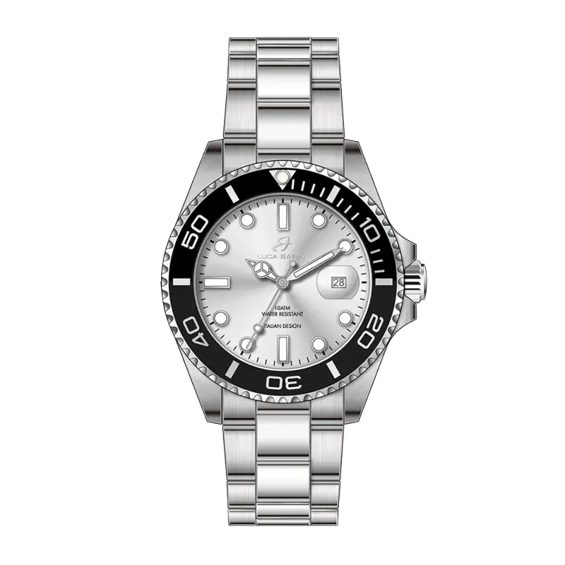 OROLOGIO UOMO CON CASSA IN ACCIAIO QUADRANTE SILVER GHIERA NERA