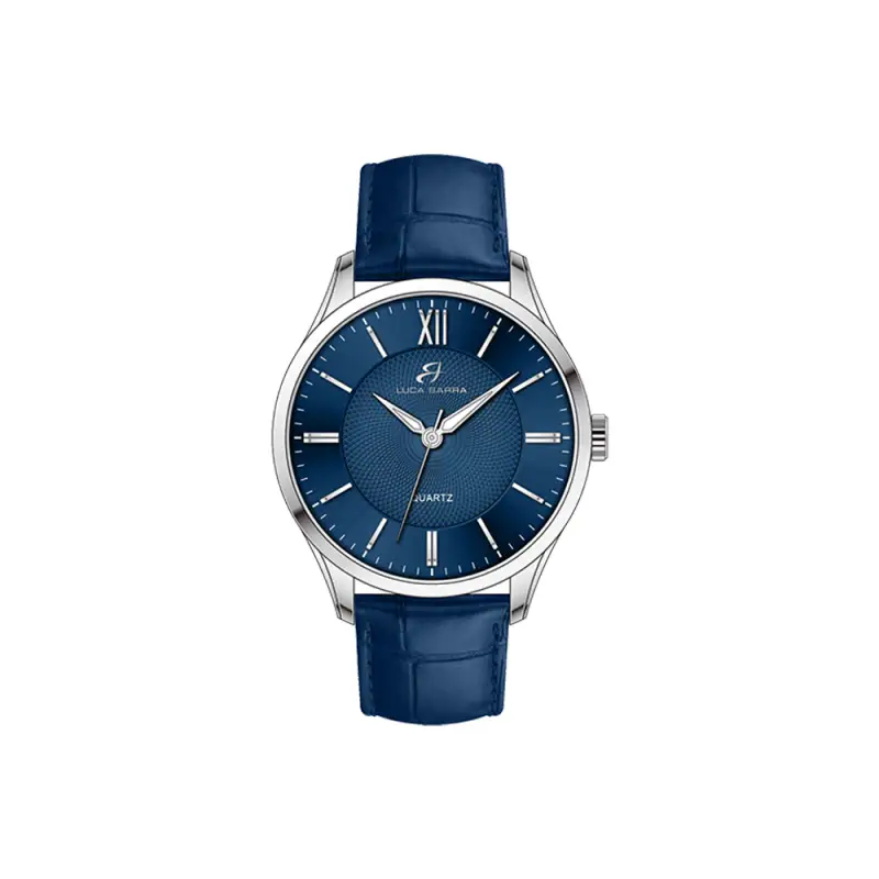 OROLOGIO UOMO IN ACCIAIO CINTURINO PELLE BLU