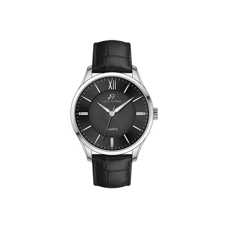 OROLOGIO UOMO IN ACCIAIO CINTURINO PELLE NERA