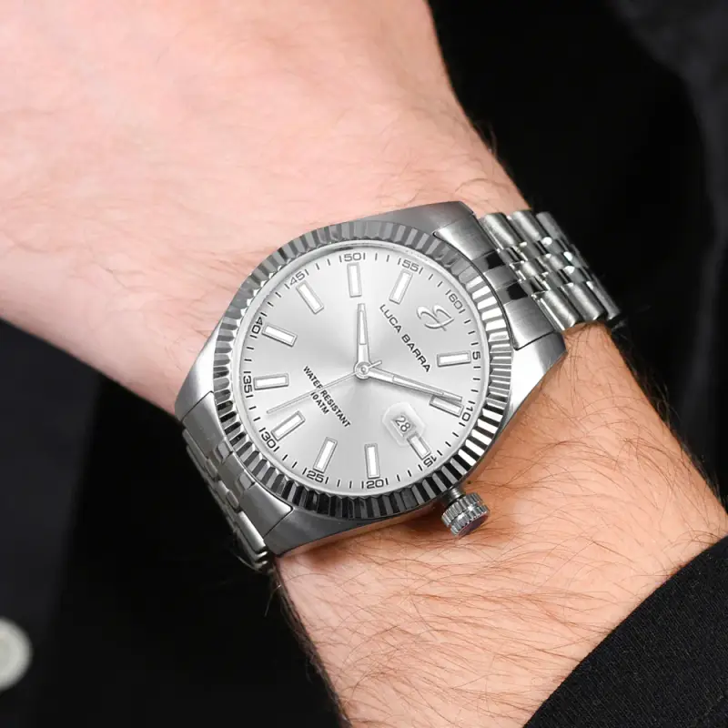 OROLOGIO UOMO IN ACCIAIO GHIERA ZIGRINATA miniatura 2