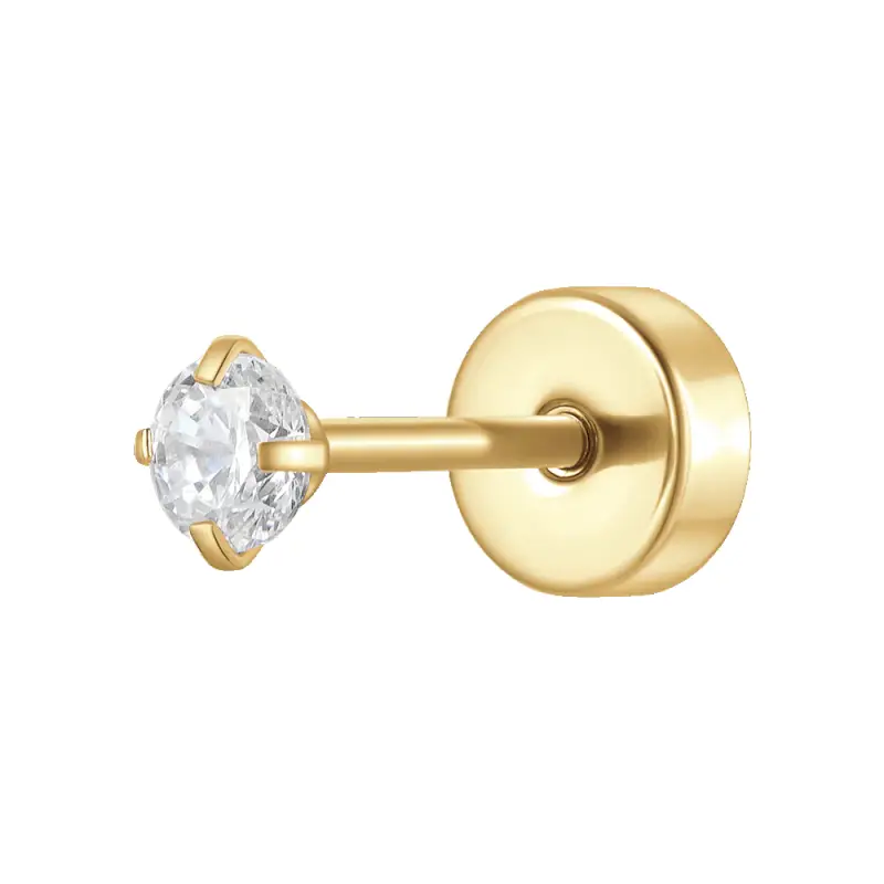 PIERCING ORECCHIO DONNA IN ACCIAIO CON ZIRCONE BIANCO COLORE ORO